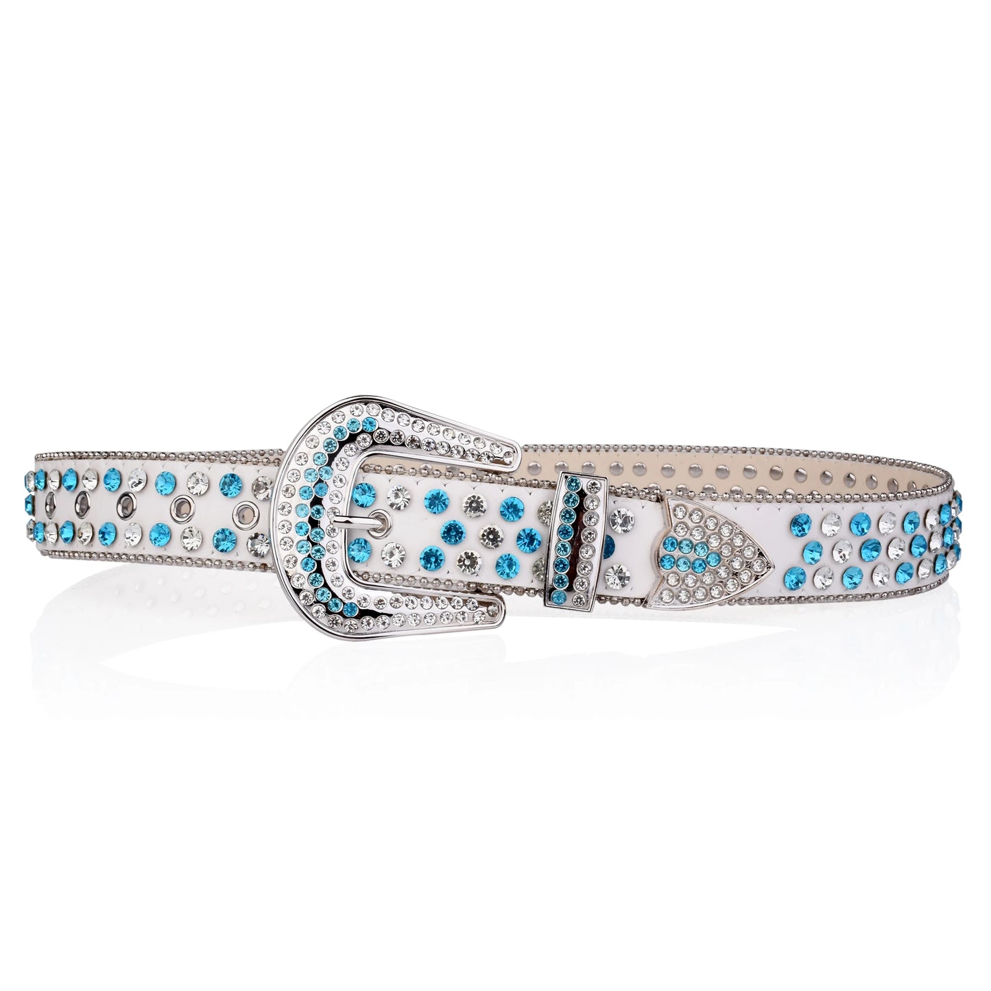 Rhinestone shiny blue and white crystal belt Unisex
