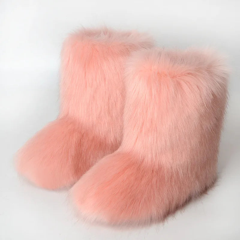 Furry Snow Fox Fur Boots