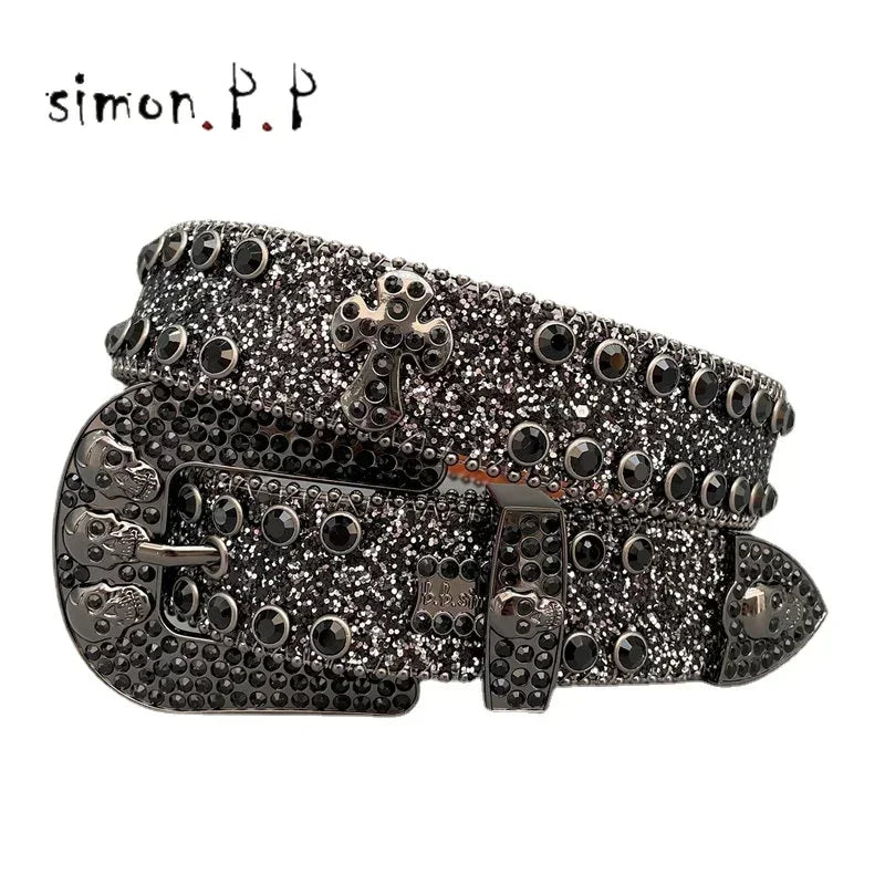 Punk Dark Western Rhinestones Belts