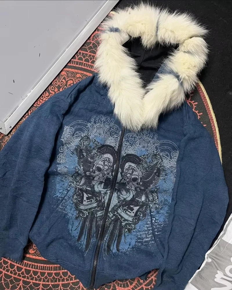 Fur Hooded Zipper Hoodies