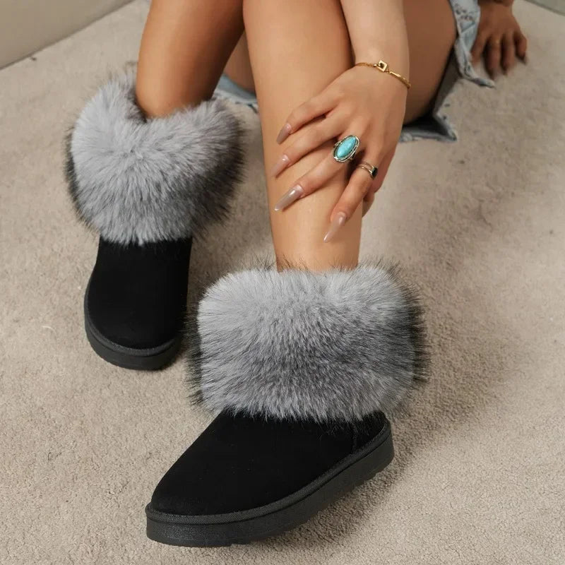 Fuzzy Round Toe Winter Boots