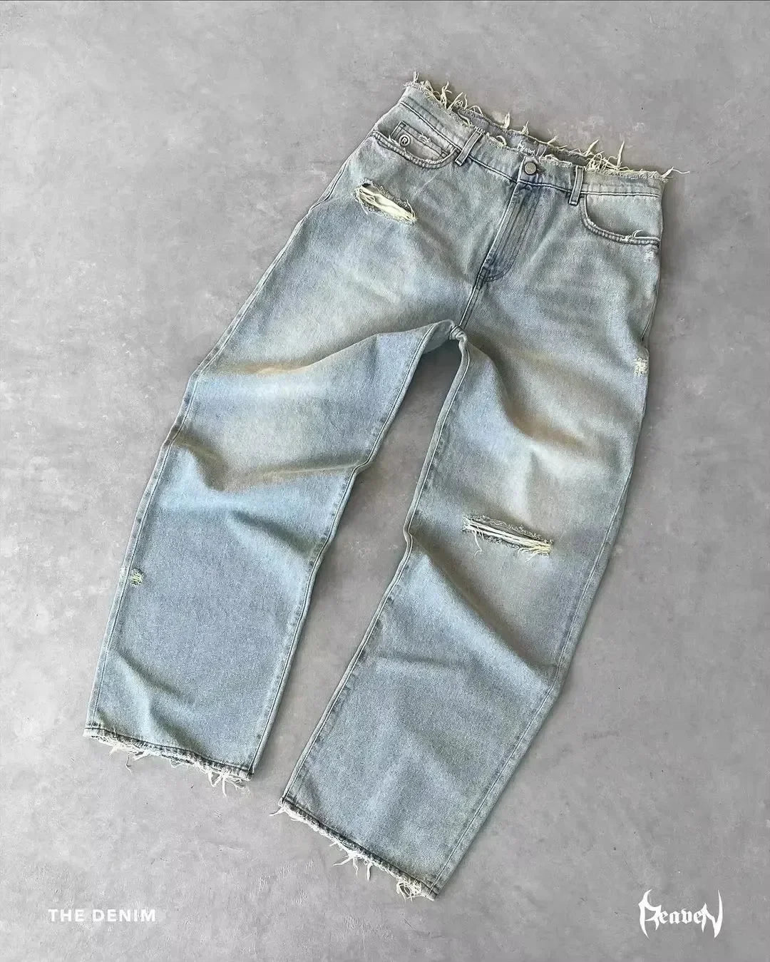 Embroidered Baggy Skater Jeans