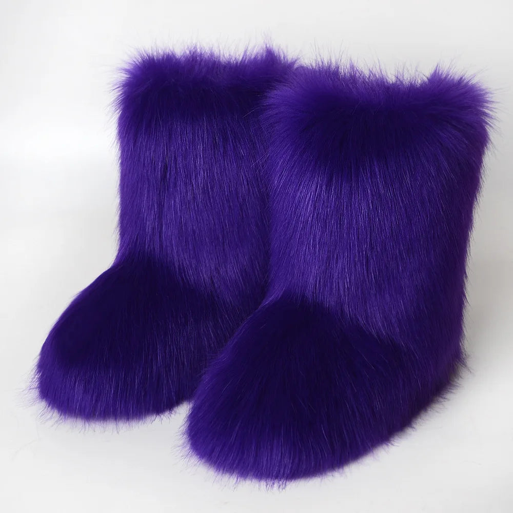 Furry Snow Fox Fur Boots