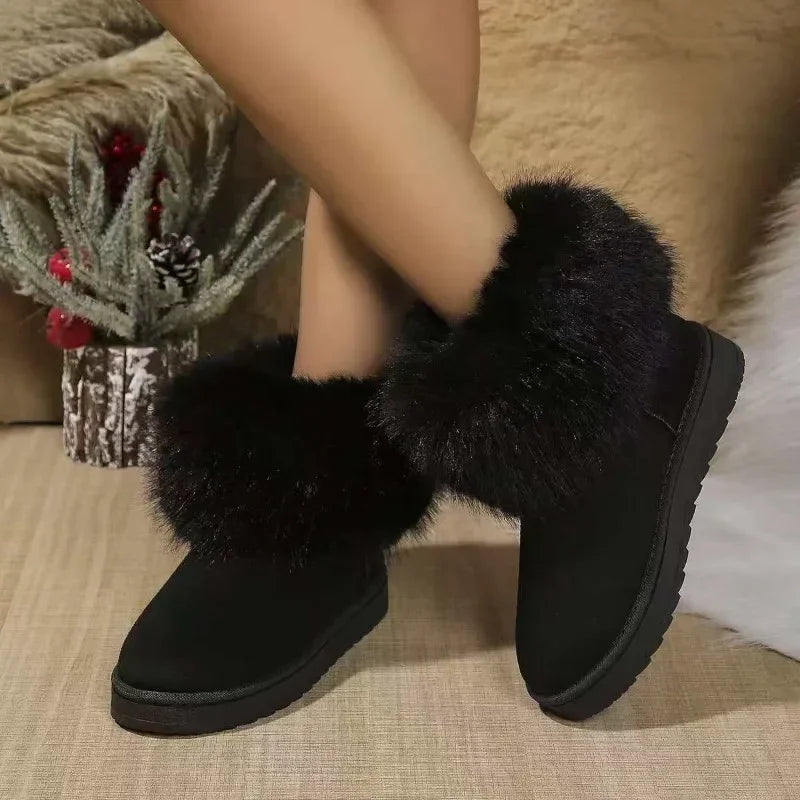 Fuzzy Round Toe Winter Boots