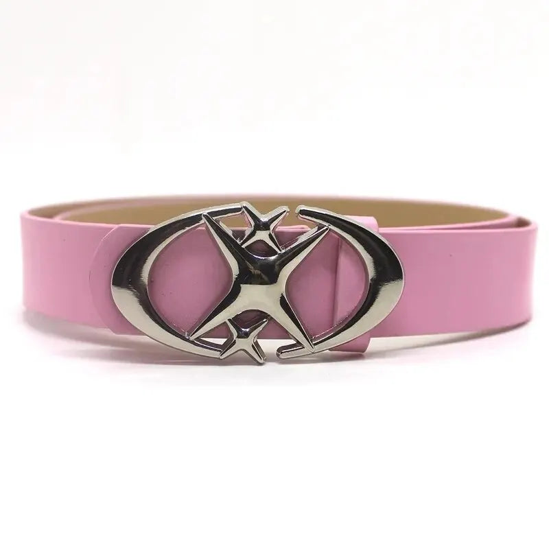 Unisex Belt Punk Star Buckle Design Cross Metal Vintage Gothic Y2K Belt