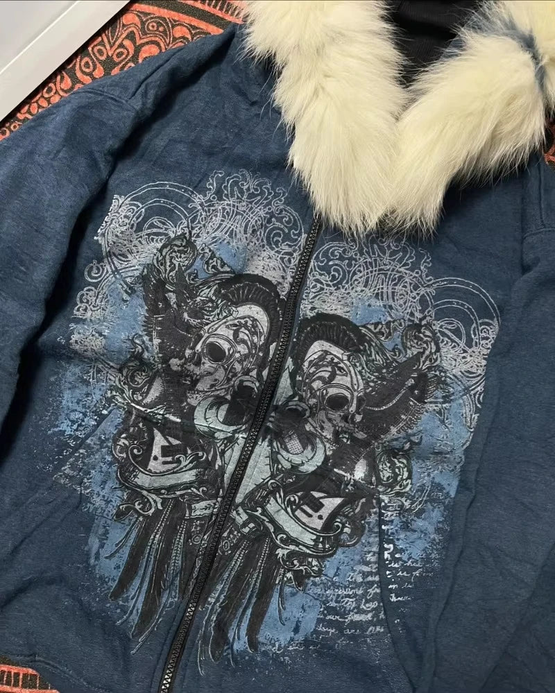 Fur Hooded Zipper Hoodies