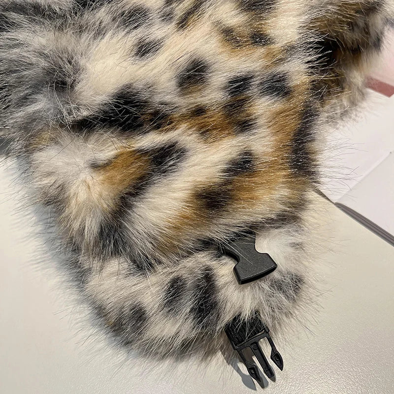 Leopard Print Fur Ushanka Hat