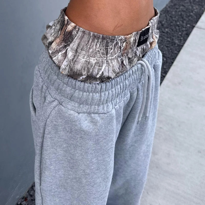 Double Waisted Embroidered Baggy Sweatpants