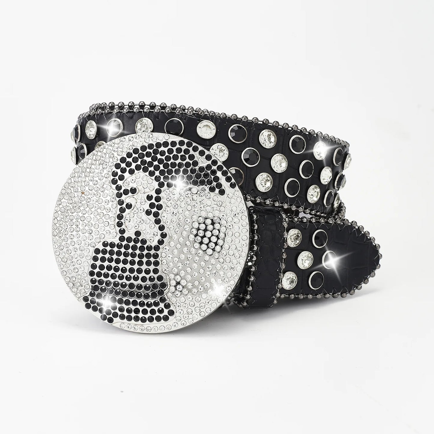 Globe Buckle Rhinestone Belts