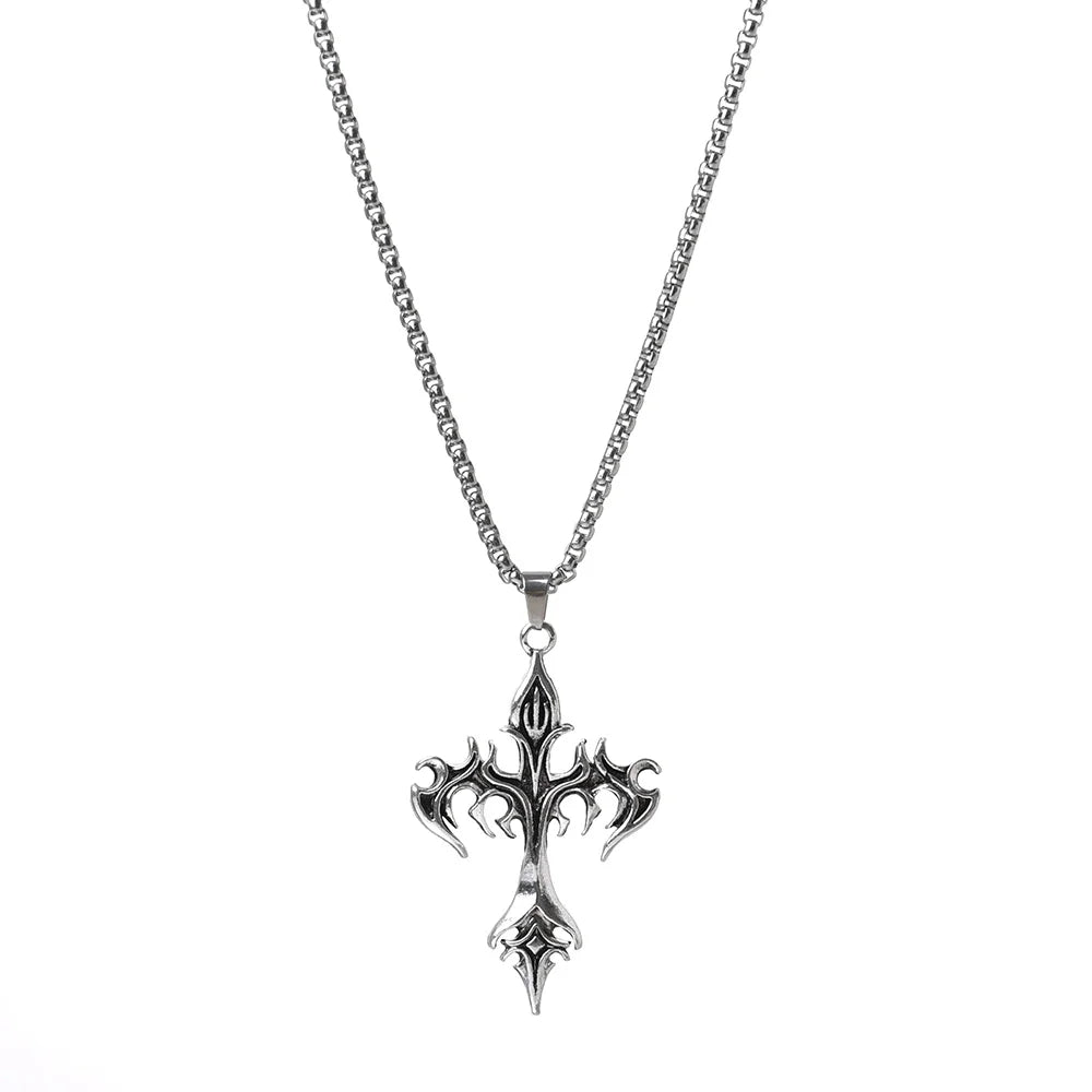 Flame Cross Pendant Chain