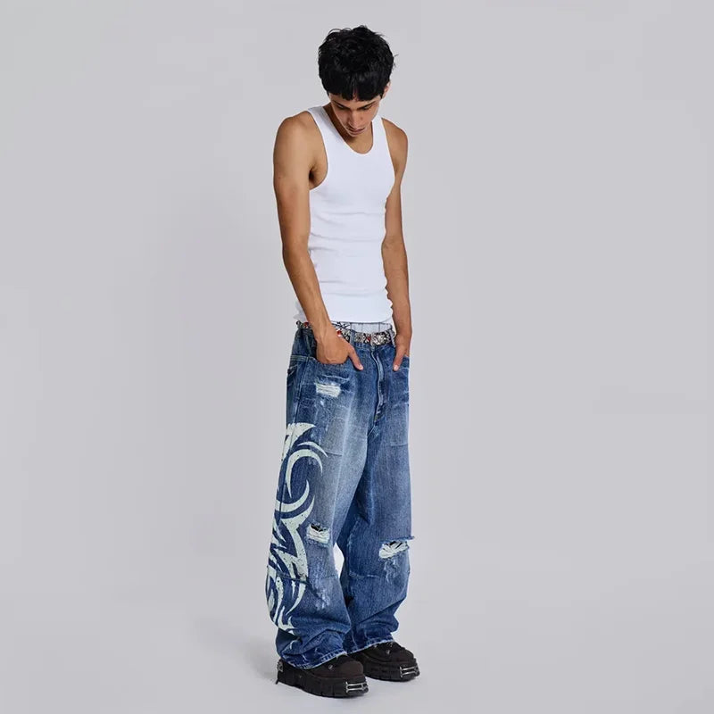 Baggy Side Design Jeans