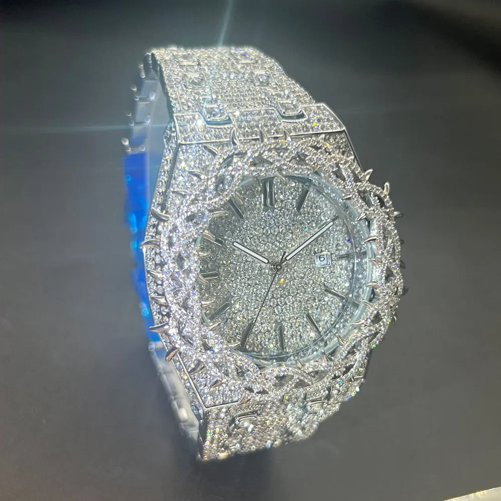 Jesus Thorns Studded Full Diamond Watch