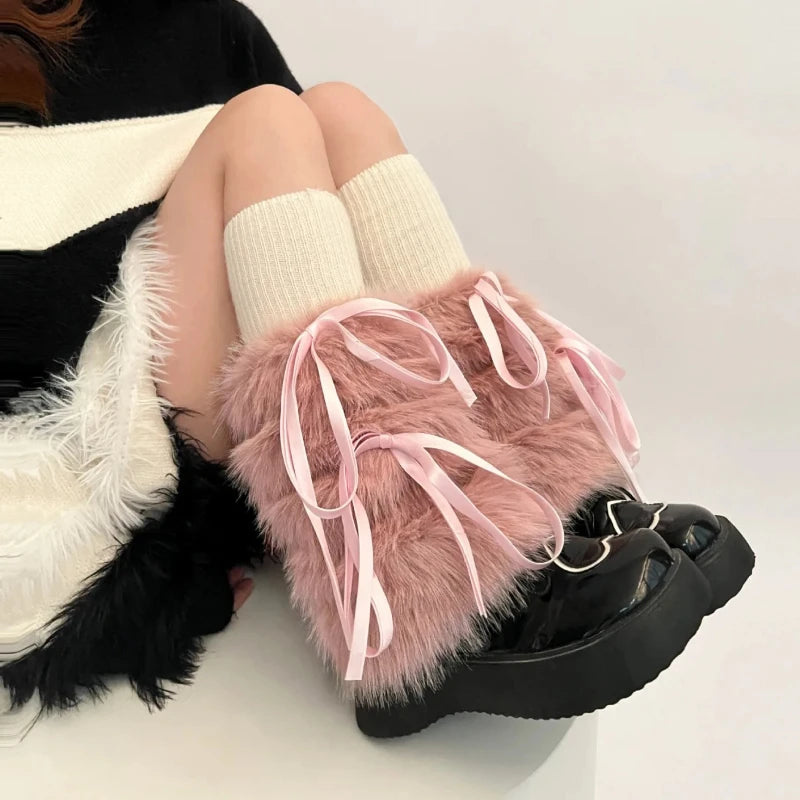 Winter Fuzzy Rabbit Fur Leg Warmers