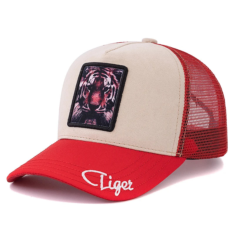 Unisex Mesh Cap Lion Patch Design Cap