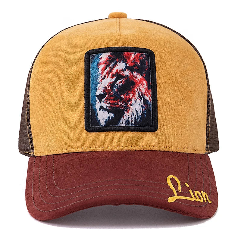 Unisex Mesh Cap Lion Patch Design Cap