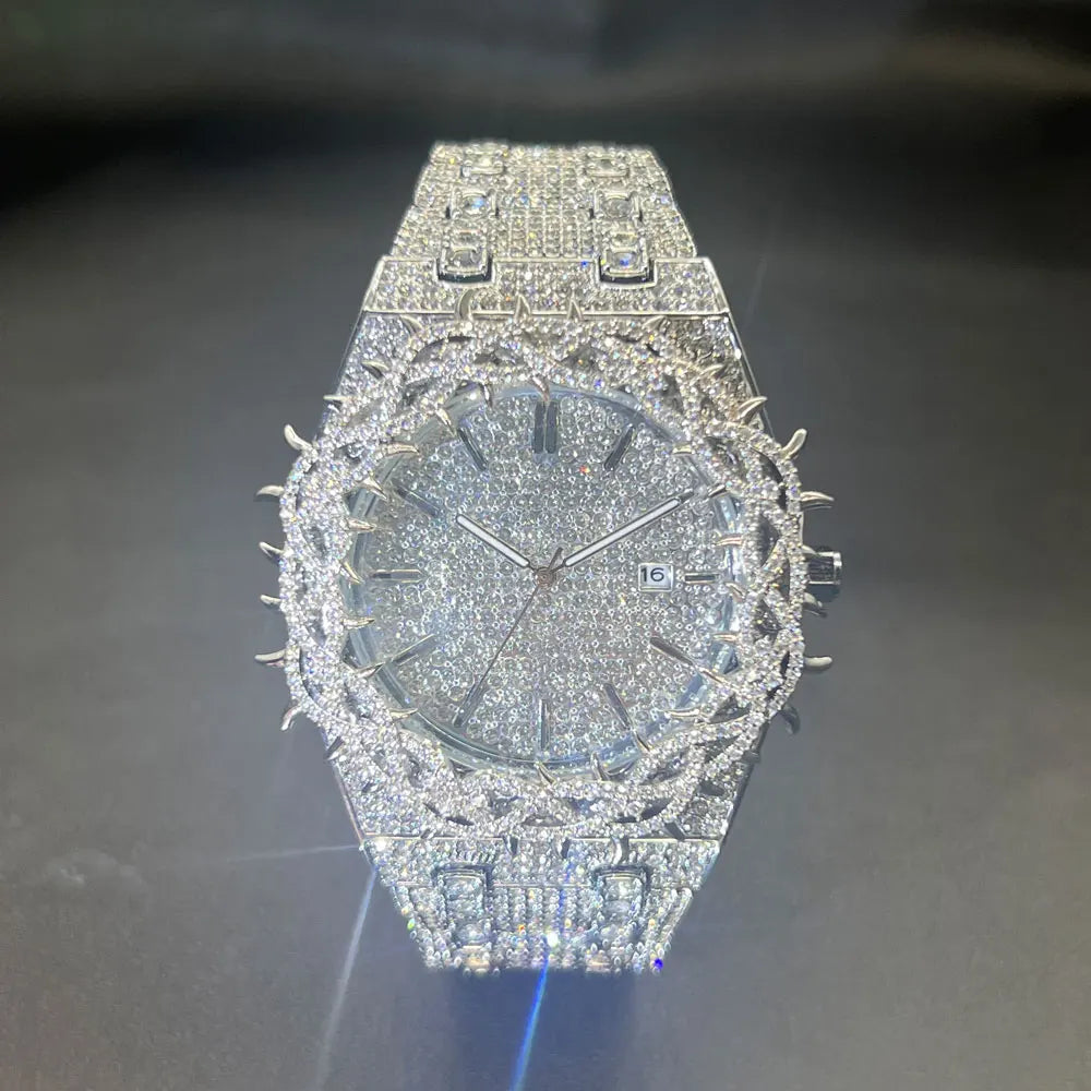Jesus Thorns Studded Full Diamond Watch