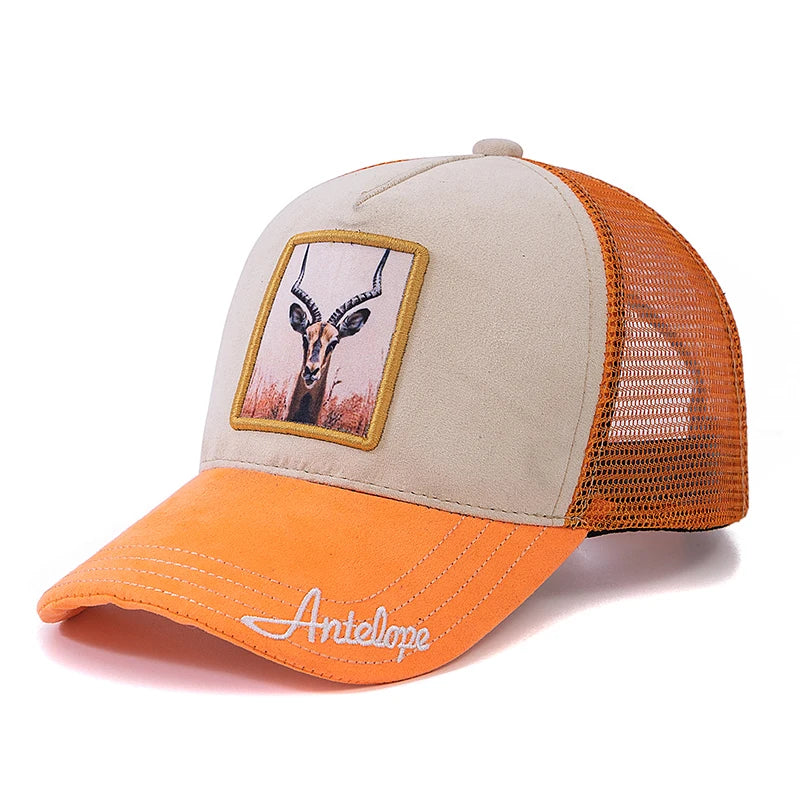 Unisex Mesh Cap Lion Patch Design Cap