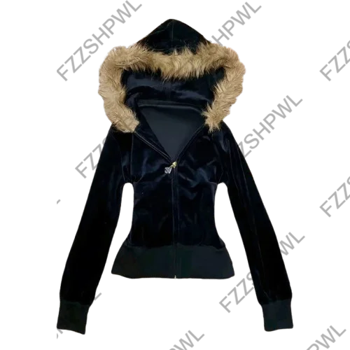 Faux Fur Lined Hooded Slim Waist Sweaters