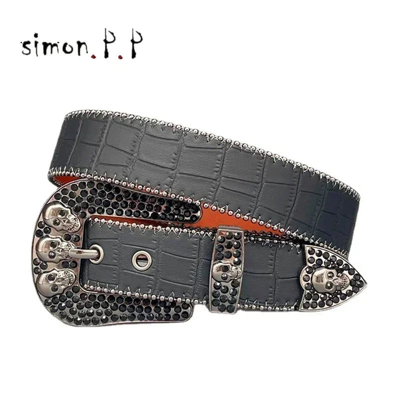 Punk Dark Western Rhinestones Belts