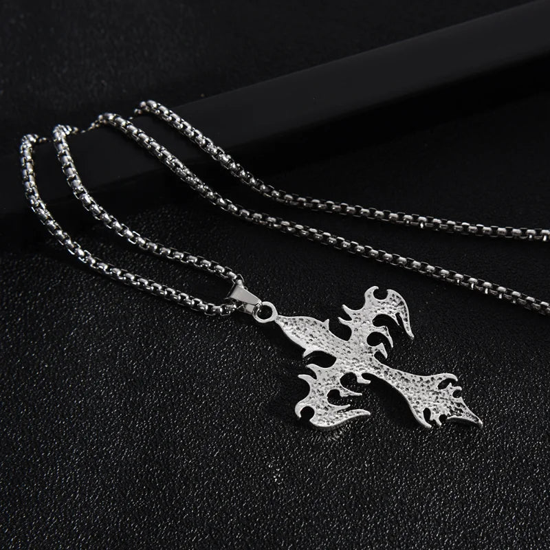 Flame Cross Pendant Chain