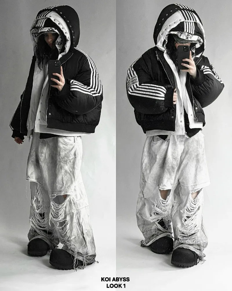 Striped Streetwear Puffer Jacket