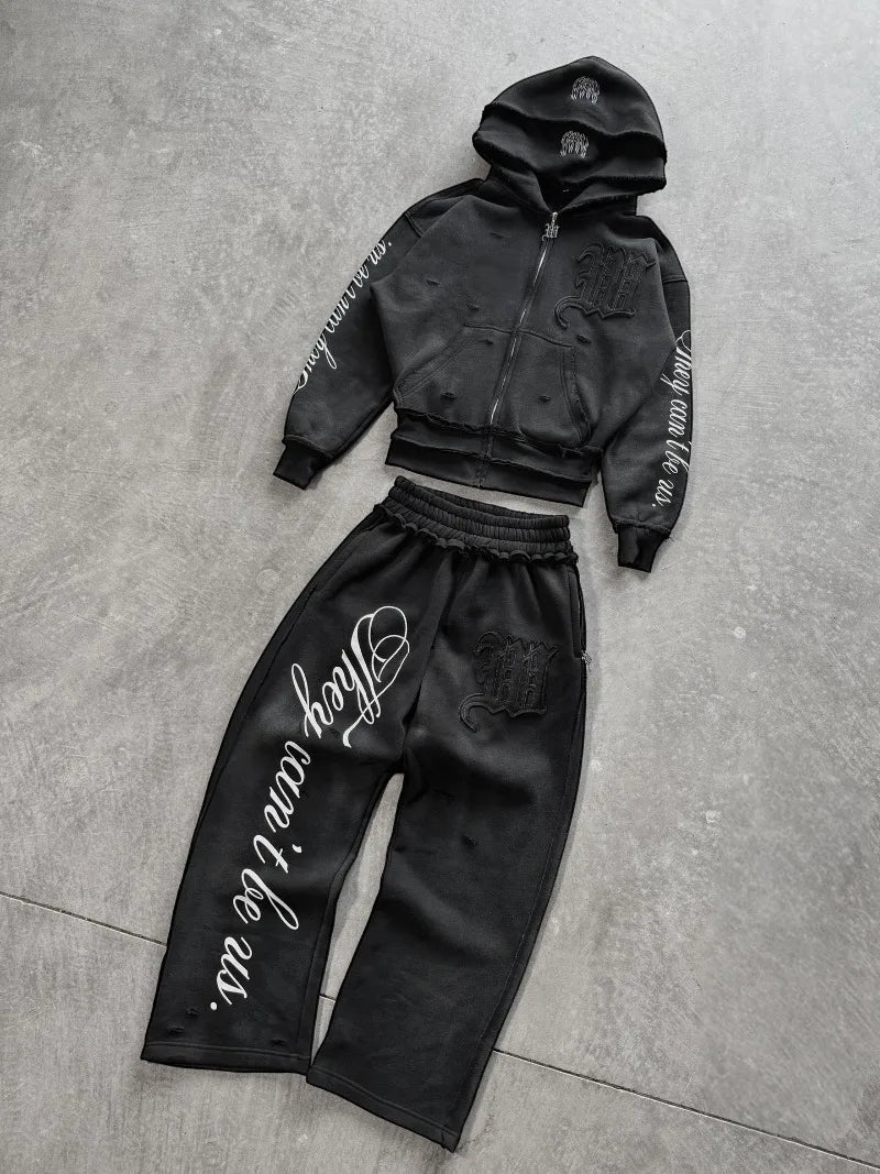 Cursive lettering Hoodie Set