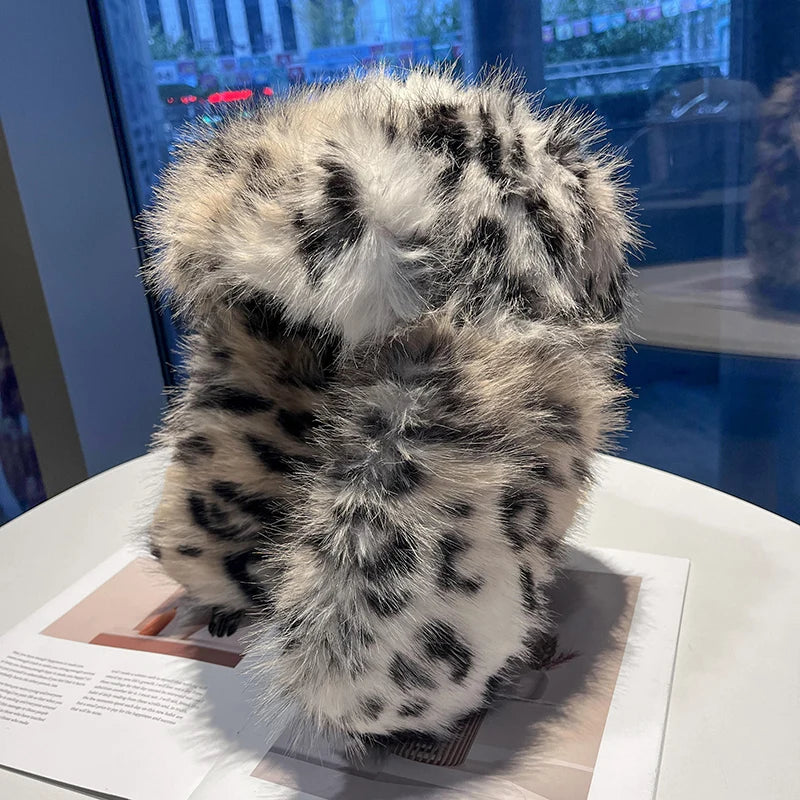Leopard Print Fur Ushanka Hat