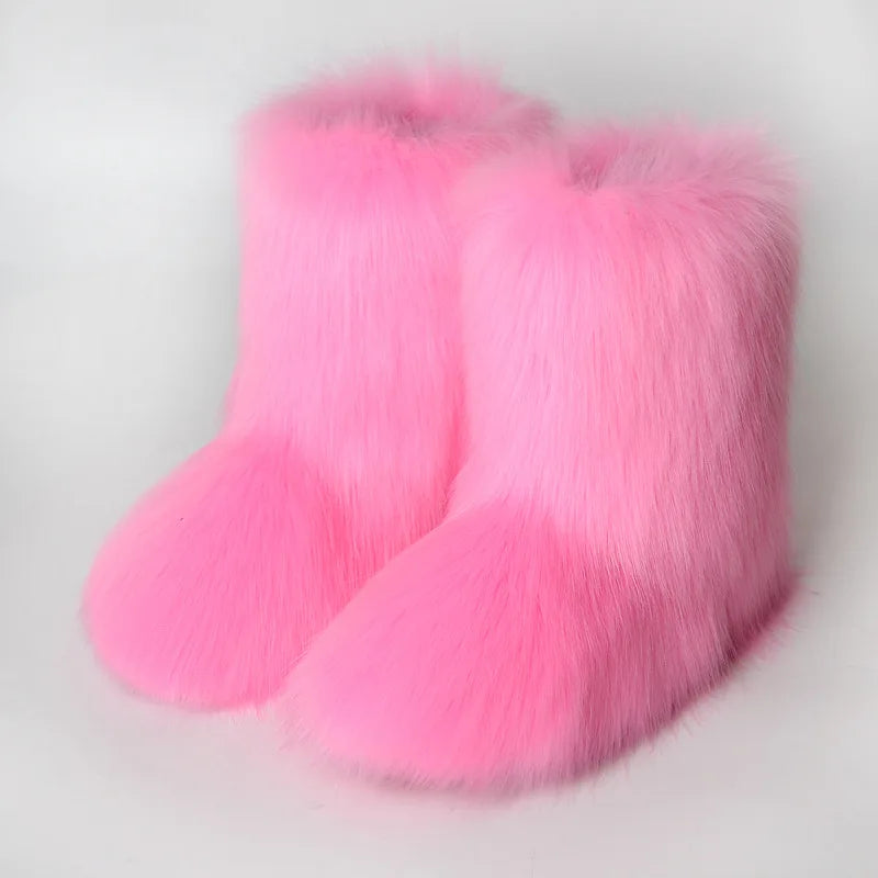 Furry Snow Fox Fur Boots