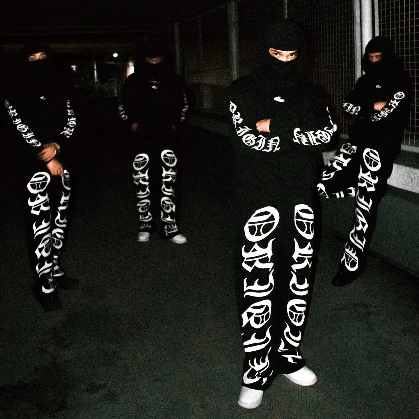 Calligraphy Letter Embroidered Origin Hoodie Men Two Piece Set