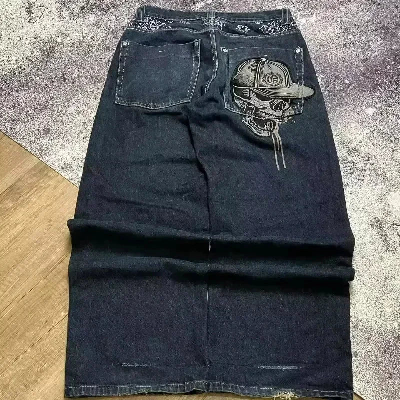 Embroidered Design Baggy Jeans