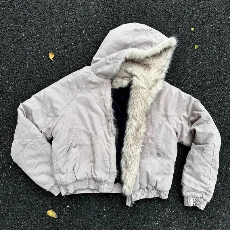Faux Fur Puffer Bomber Coat