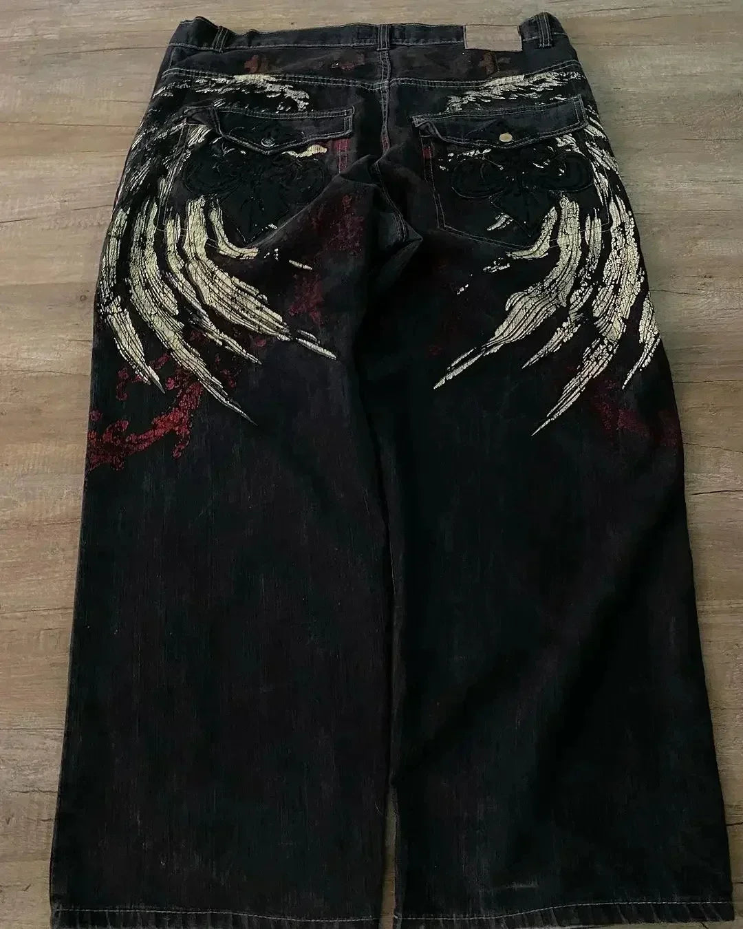 Embroidered Baggy Skater Jeans