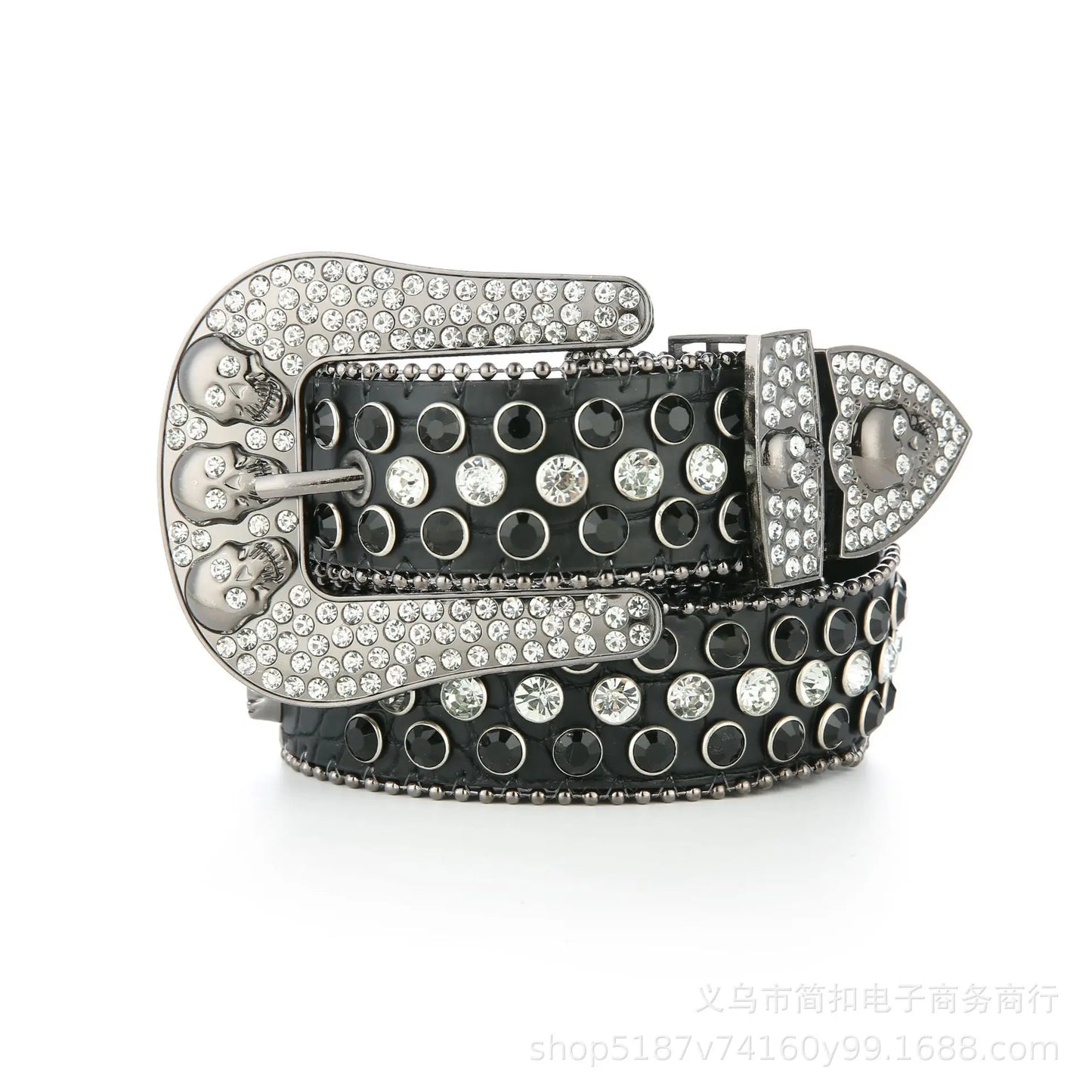 Rhinestone Skeleton Belts Unisex