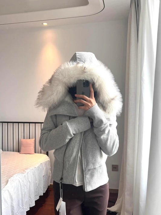 Fur Hooded Winter Zip-Up Sweaters