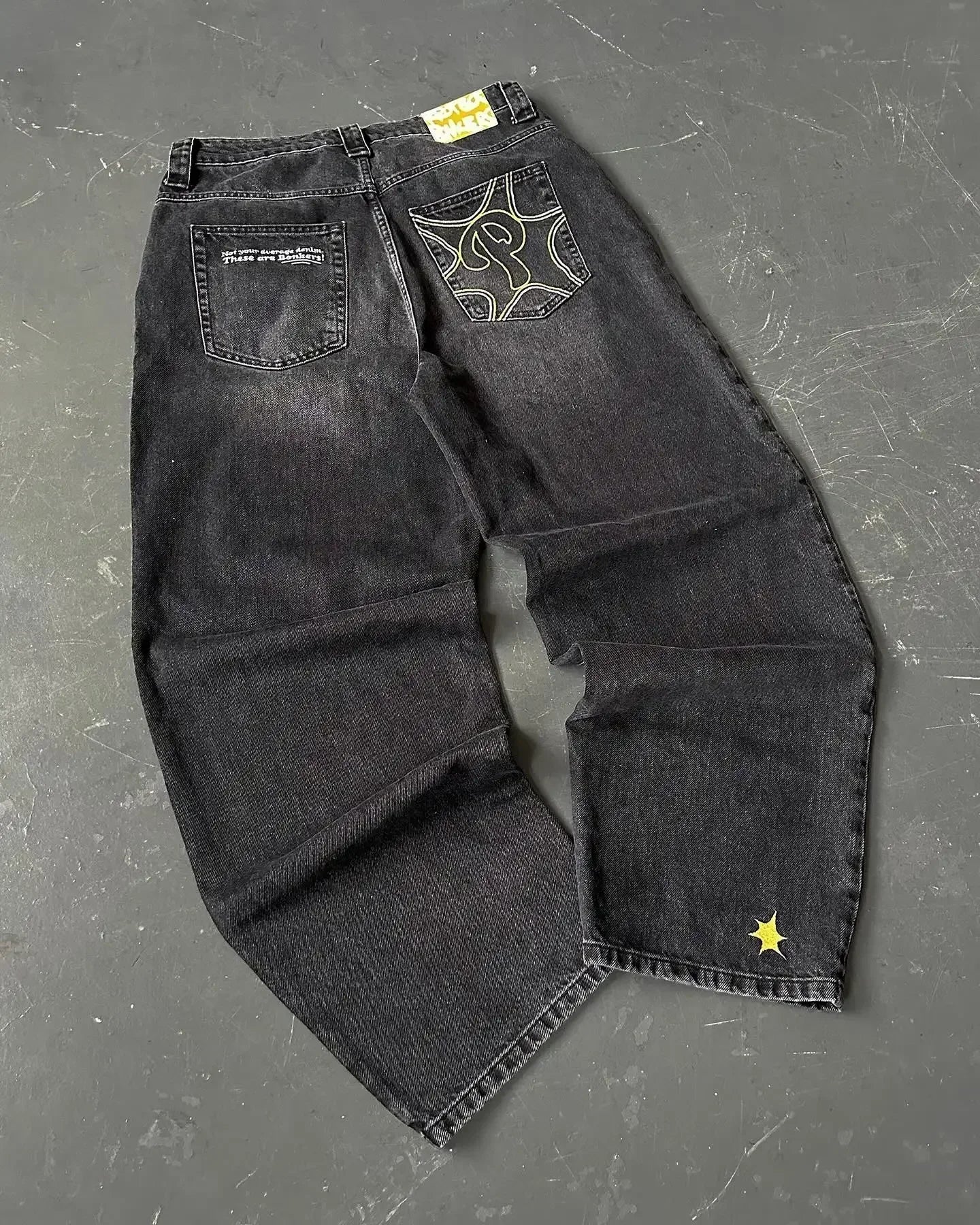Embroidered Baggy Skater Jeans