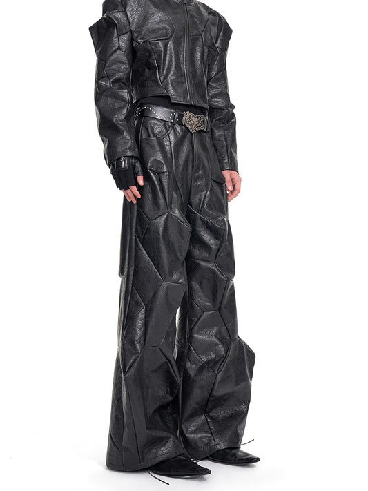 Gothic Design Flared Leather Pants