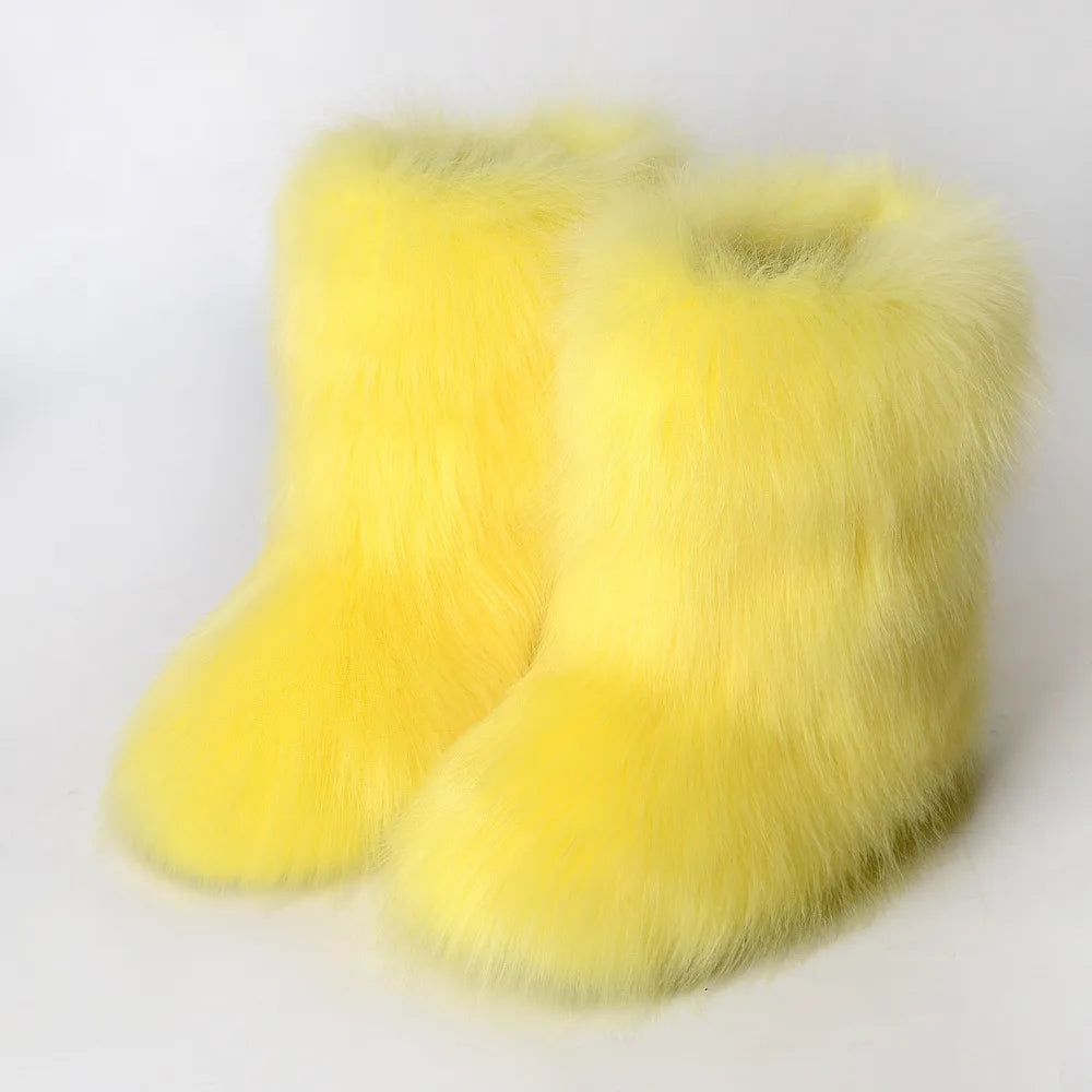 Furry Snow Fox Fur Boots