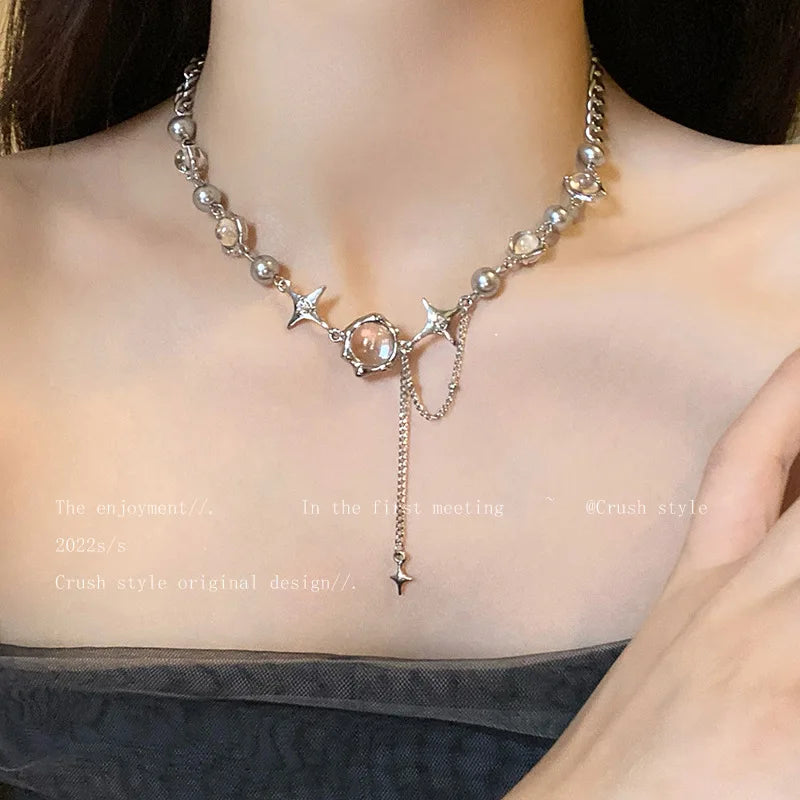 Shiny Star Chain Necklace Y2k
