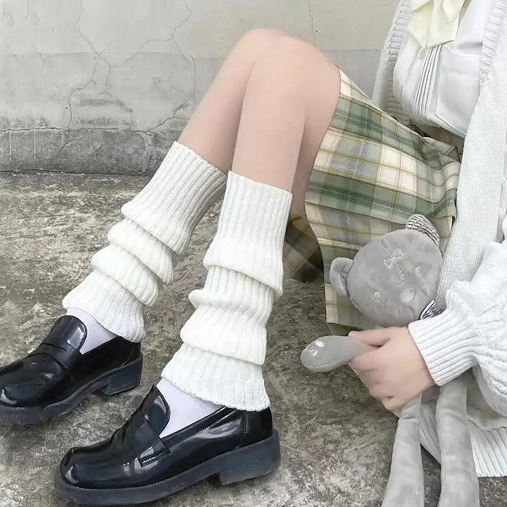 Black and White Knitted Leg Warmers