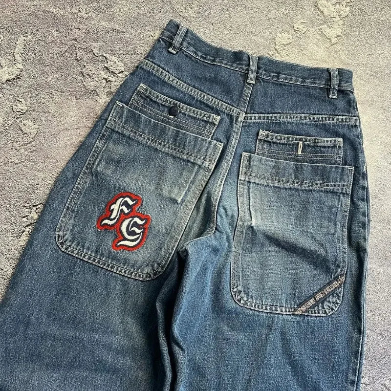 Embroidered Designed Baggy Jeans