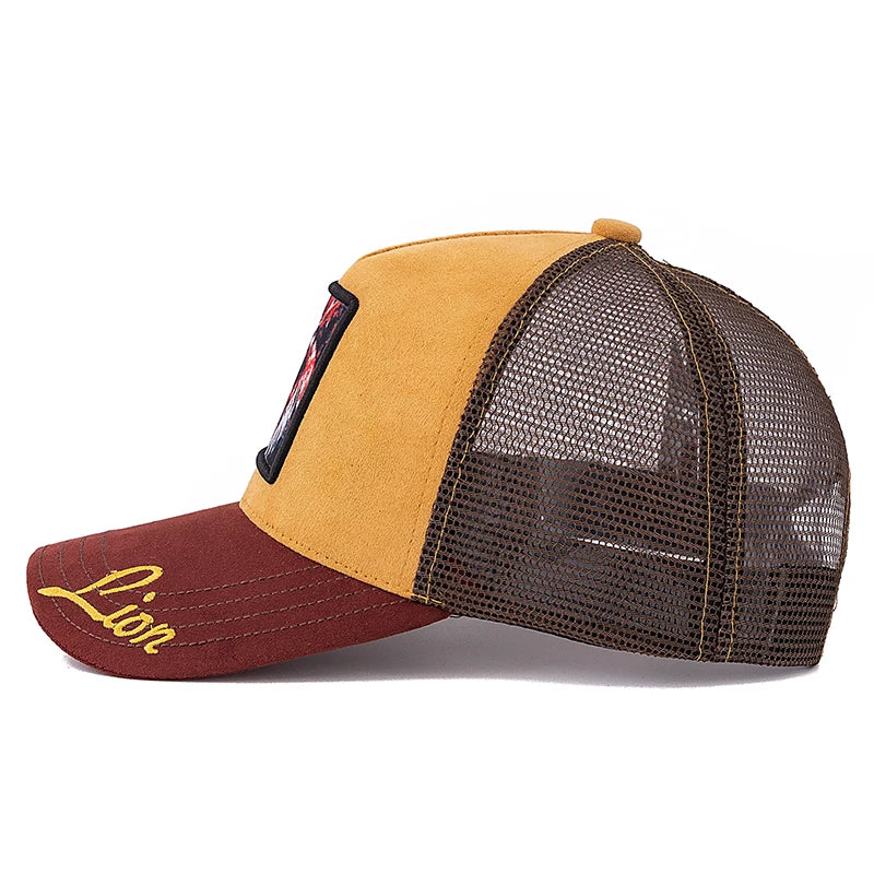 Unisex Mesh Cap Lion Patch Design Cap