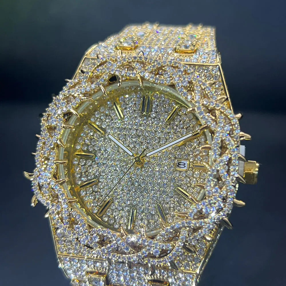 Gold and Silver Iced Out Jesus Thorns Watch