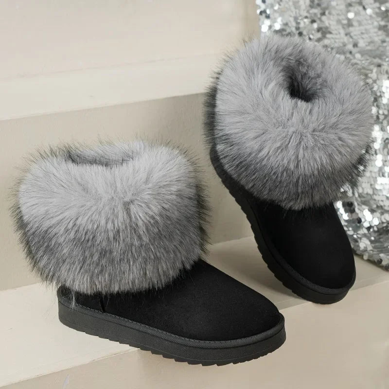 Fuzzy Round Toe Winter Boots