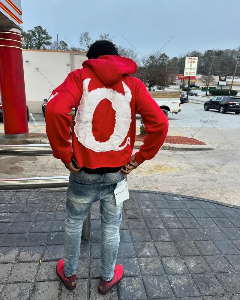 High Quality Ripped Embroidered Lettering Hoodie