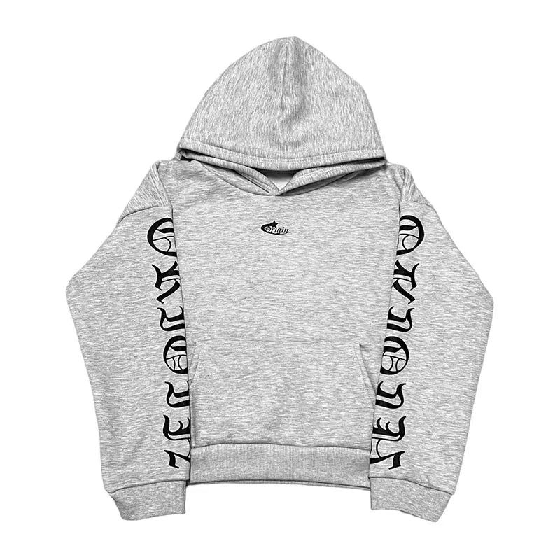 Calligraphy Letter Embroidered Origin Hoodie Men Two Piece Set