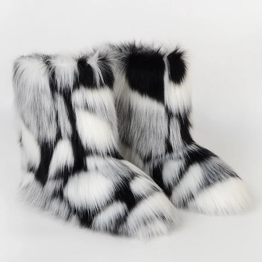 Furry Snow Fox Fur Boots