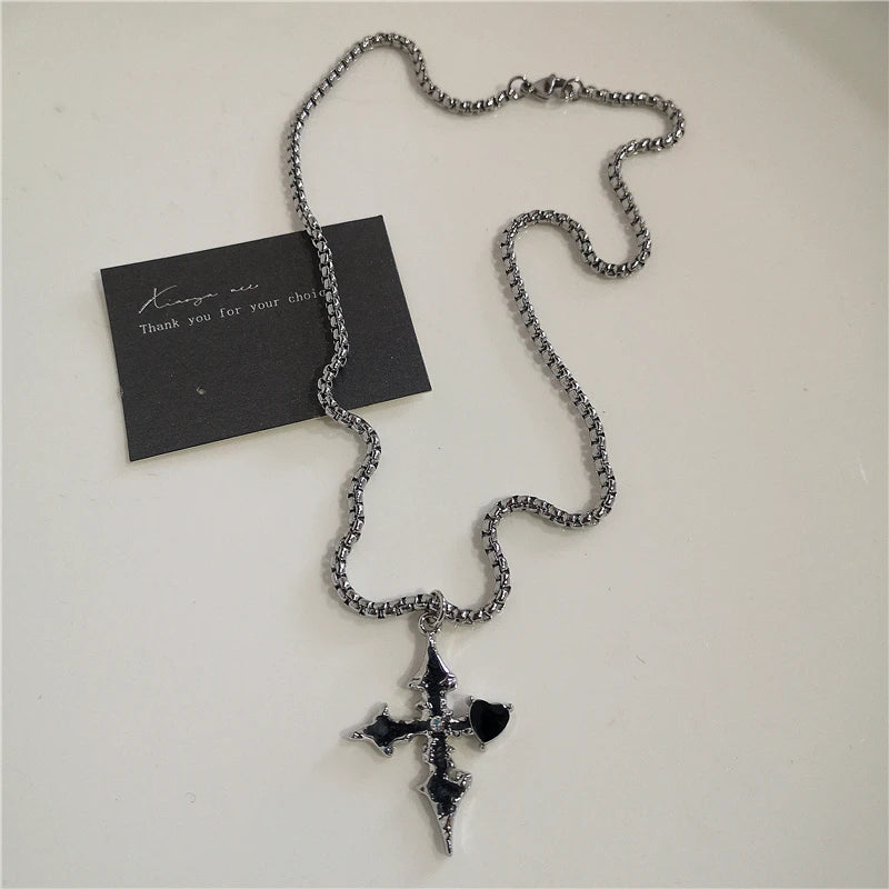 Black Cross Pendant Chain