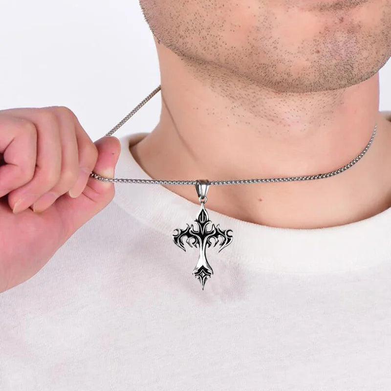 Flame Cross Pendant Chain